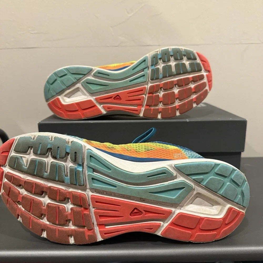 Salomon Sonic RA Running Shoes Womens 8.5‎ Blue Yellow Excellent Vibe Sensifit